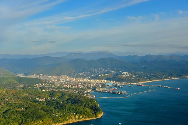 Luftaufnahme Der Stadt Tuapse Und Des Schwarzen Meeres — Stockfoto