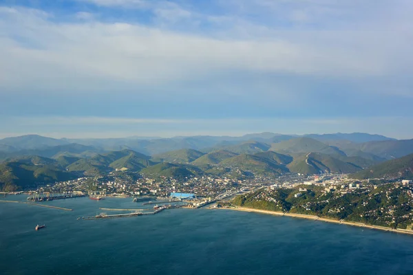 Flygfoto Över Staden Tuapse Och Svarta Havet — Stockfoto