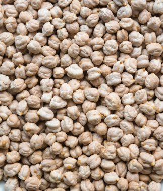 Nohut arkaplanı. Sağlıklı yemek, yakın çekim, üst manzara.