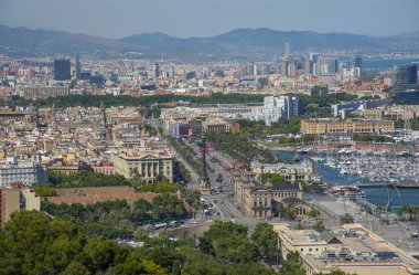 BARCELONA, CATALONIA / SPAIN - 14 Haziran 2017: Barcelona şehrinin panoramik manzarası