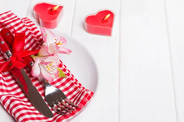 Instelling van de tabel van de dag van Valentijnskaarten. — Stockfoto