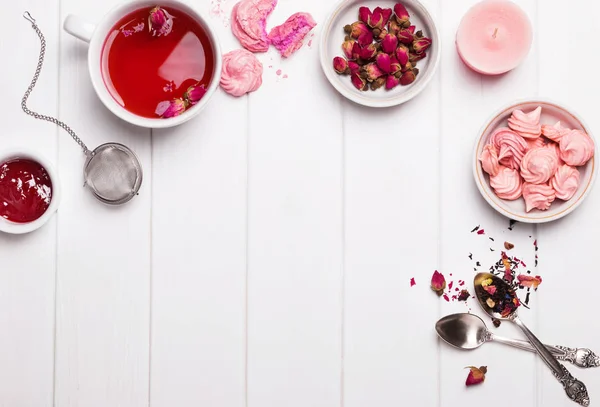 Accessori Tea time in colori rosa — Foto Stock