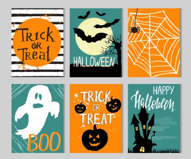 Cadılar Bayramı kartları kümesi