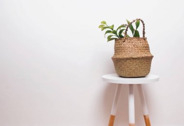 Hasır sepet içinde üretim tesisi ile minimalist iç dekor