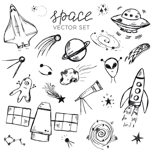 Weltraum-Doodle-Set. — Stockvektor