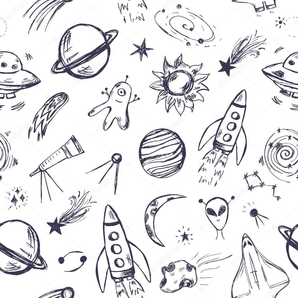 Space themed seamless pattern.