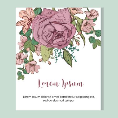 Düğün davetiye şablon güzel çiçekler ile