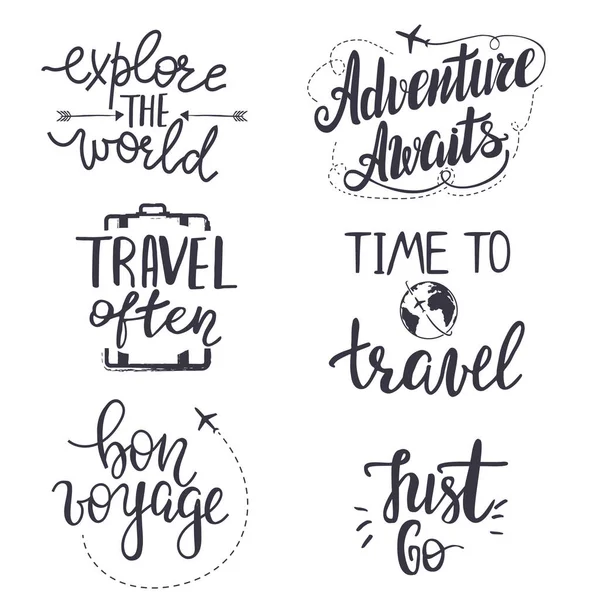 Ensemble de citations de voyage inspirantes . — Image vectorielle