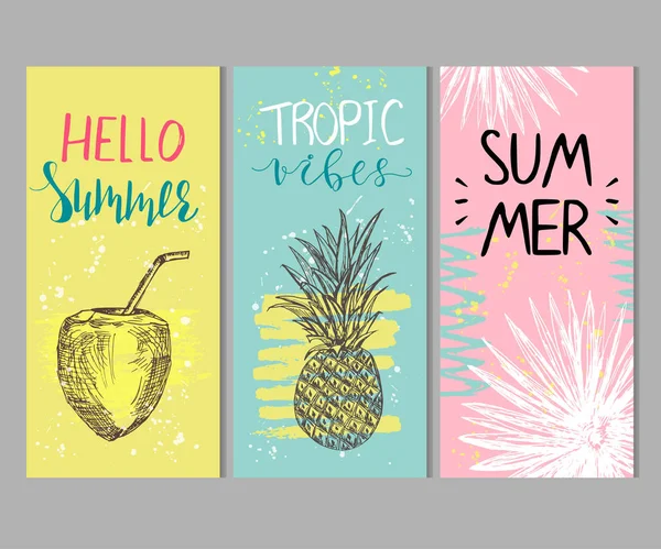 Set abstrakter Sommerkarten — Stockvektor