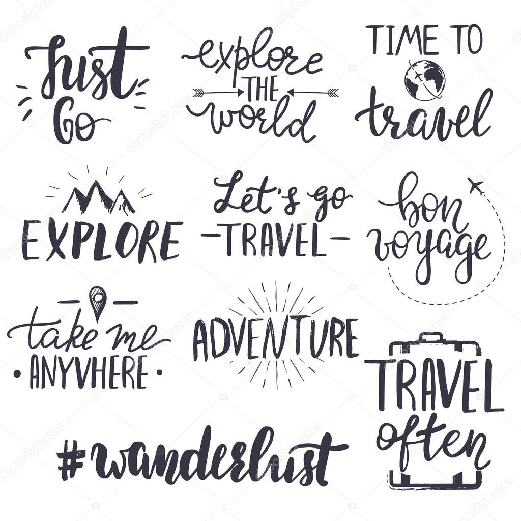 Set of inspirational travel quotes