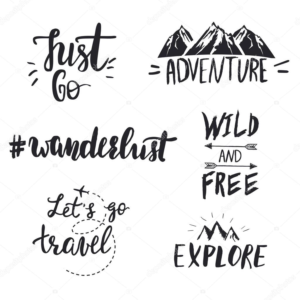 Set of motivational travel quotes.