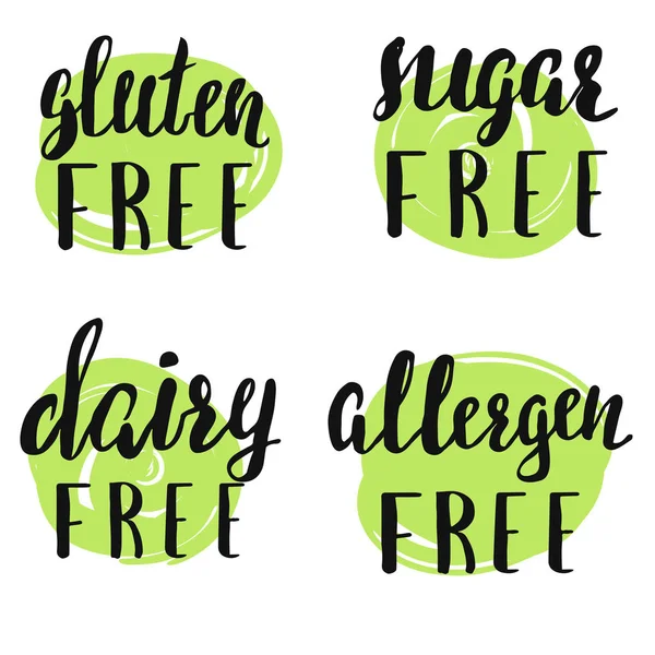 Hand lettered set of labels on organic, natural and healthy food. — ストックベクタ