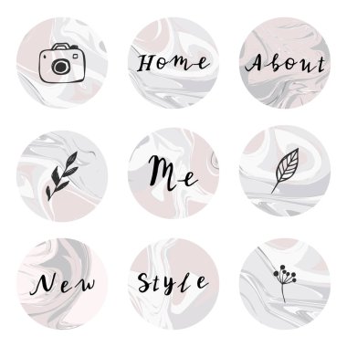 Highlights Stories Covers for popular social media with hand drawn elements. clipart