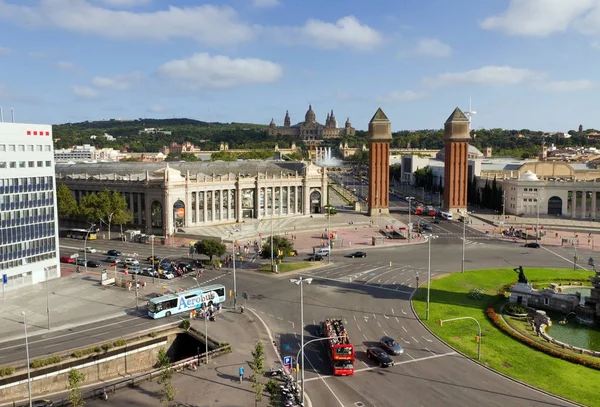 Placa De Espanya, o Museu Nacional de Barcelona — Fotografia de Stock