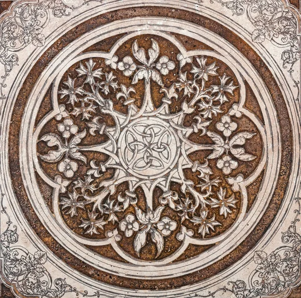 Floor tiles surface ornament flower pattern — Stock Photo, Image