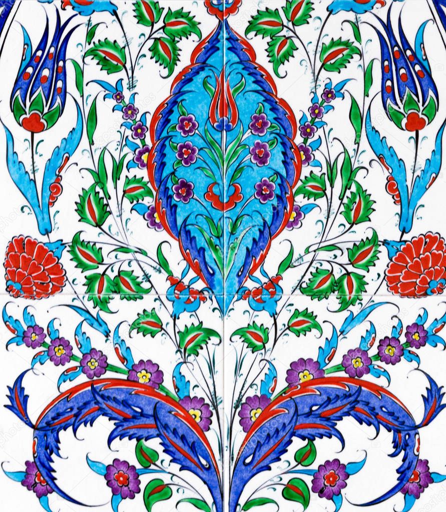 Ceramics decor flower Blue ceramic tile Turkish