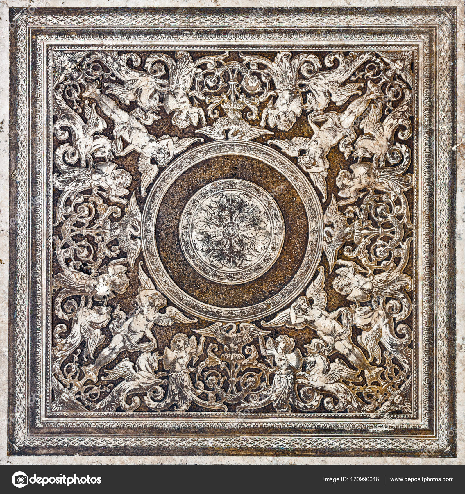 Flower Ornamental Vintage Tile Classic Travertine Marble Texture Stock Photo By C Fotoall 170990046