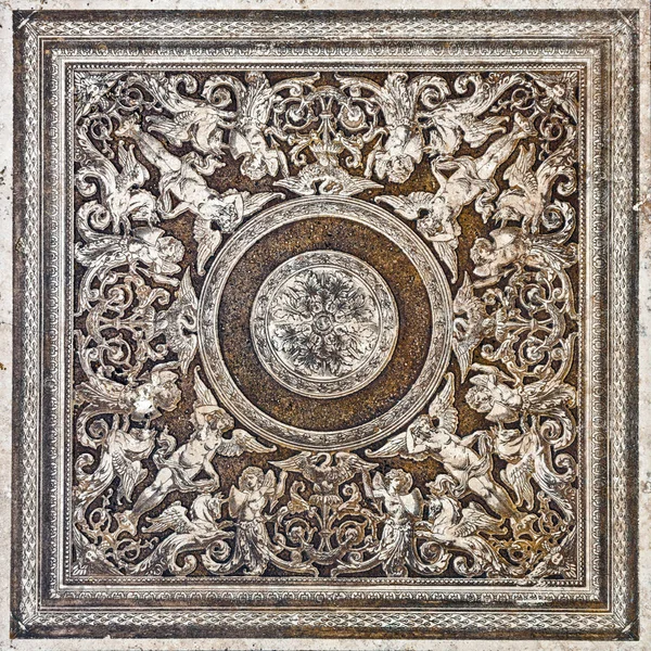 Flor ornamental vintage azulejo clásico travertino mármol textura — Foto de Stock