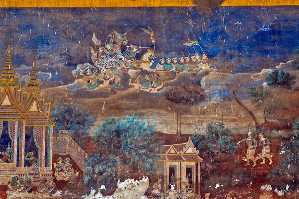 Muralla pintada Palacio Real Pnom Penh, Camboya — Foto de Stock