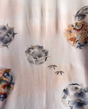 Vintage geleneksel Japon ipek kimono Japonya desen decora