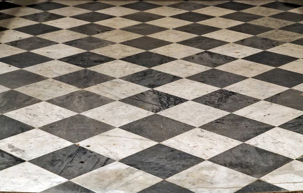 Zwart-wit geruit perspectief weergave vloer grunge tegels ma — Stockfoto