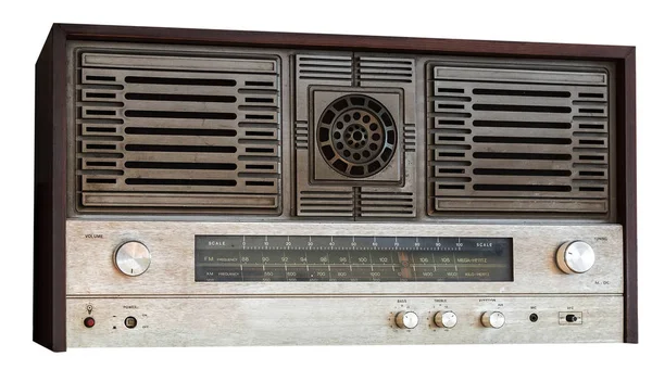 Παλιό ραδιόφωνο fm δέκτης που απομονώνονται σε λευκό φόντο — Φωτογραφία Αρχείου