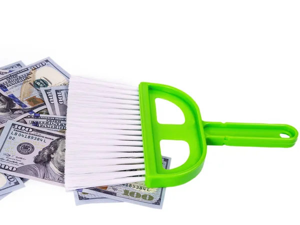 Spazzola spazzolatura denaro concetto spazzatura — Foto Stock