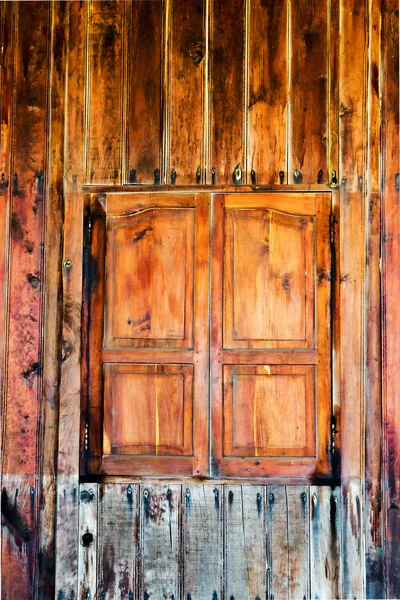 Porta de casa marrom de madeira velha — Fotografia de Stock