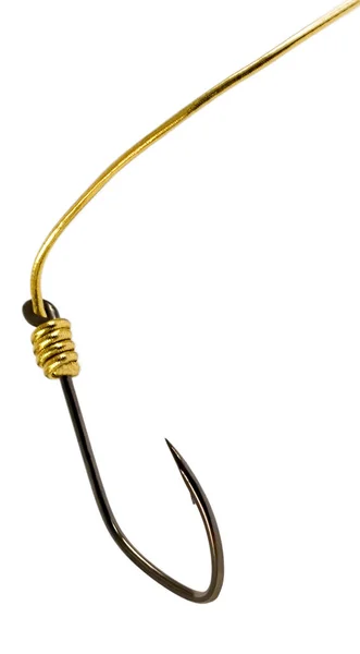 Fishing gold hook isolated on white background — Stock Photo, Image