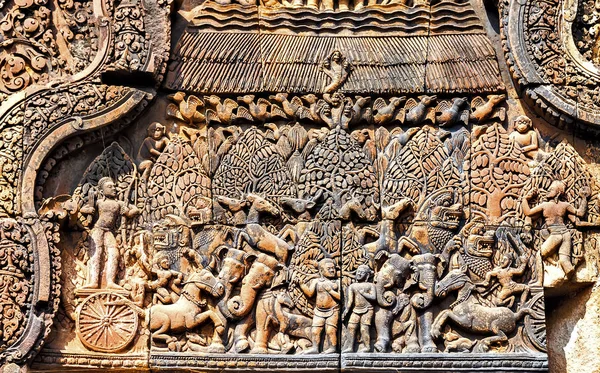 Kunst van de oude hindoe god steen Cambodja. Oude Khme — Stockfoto