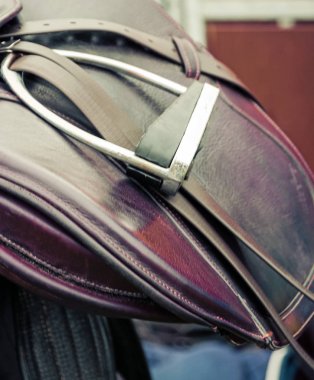 Vintage binici deri Saddles detay kadar kapatın