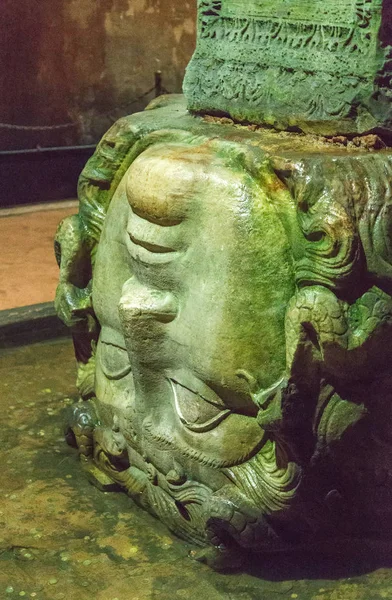 Medusa sculpture head pillar. Basilica Cistern the city of Istan — Stock Photo, Image