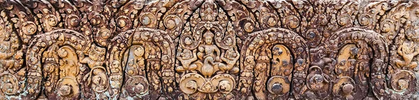Estátua de Bas-Relief fundo da cultura Khmer em Angkor Wat, Cam — Fotografia de Stock