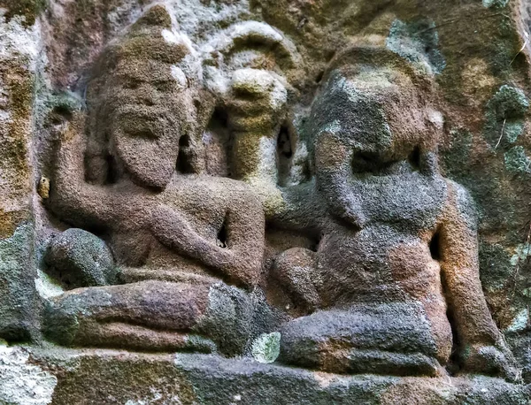 Estátua de Bas-Relief fundo da cultura Khmer em Angkor Wat, Cam — Fotografia de Stock