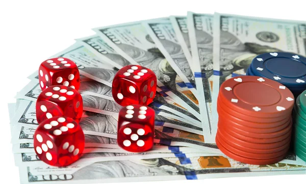 Casino Dice gry i hazard koncepcja żetony — Zdjęcie stockowe