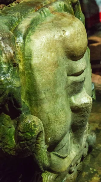 Medusa sculpture head pillar. Basilica Cistern the city of Istan — Stock Photo, Image