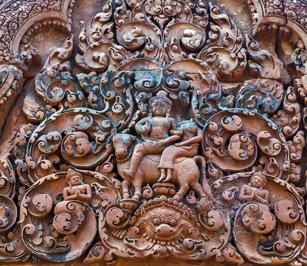 Kunst van de oude hindoe god steen Cambodja. Oude Khme — Stockfoto