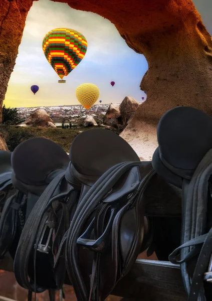 Cappadocia balloon tour at sunrise. — Stock Photo, Image