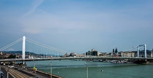 Vue aérienne panoramique Budapest Danube. BUDAPEST, HONGRIE . — Photo