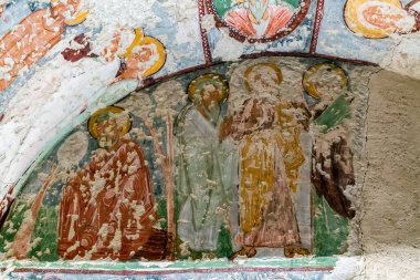 Mağara Ortodoks El Nazar Kilisesi 'ndeki Fresco Tavanı, Goreme Cappadoc