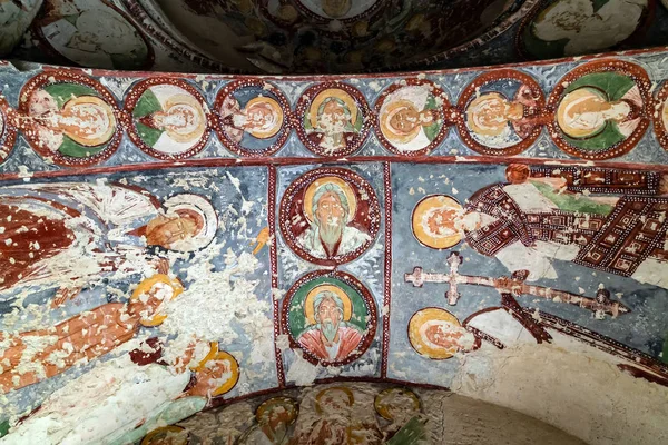 Fresco strop v jeskyni ortodoxní El Nazar kostel, Goreme Cappadoc — Stock fotografie