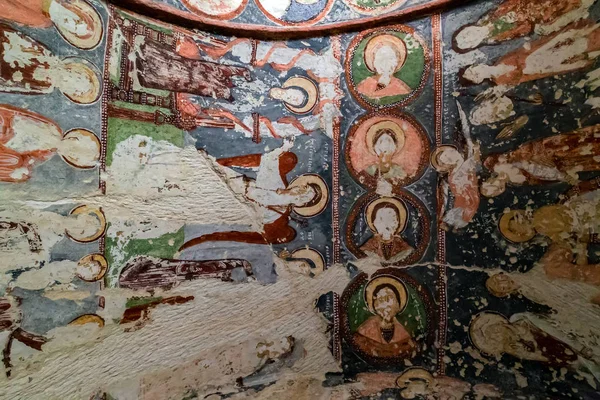 Fresco Ceiling in cave orthodox El Nazar Church, Goreme Cappadoc — Stock Photo, Image