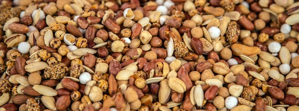 Natural background mix dry nut pistachios seed — Stock Photo, Image