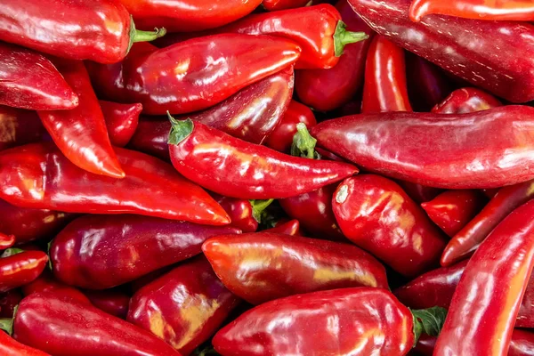 Pimiento rojo fresco en el mercado de verduras —  Fotos de Stock