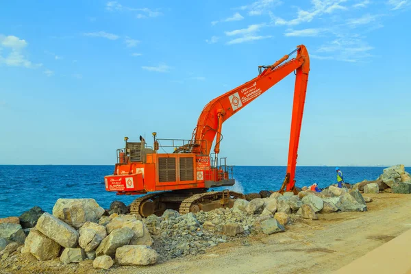 Palm Jumeirah Island Dubai Emiratos Árabes Unidos Enero 2016 Construcción —  Fotos de Stock