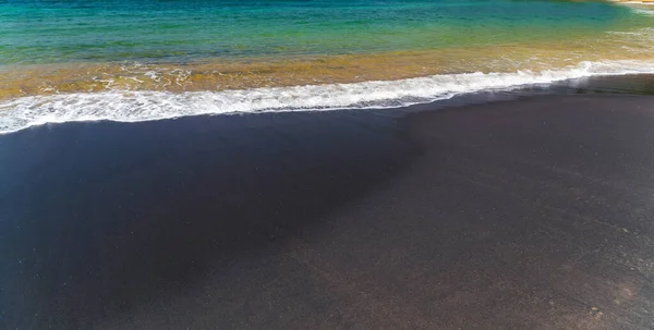 Всесвітній День Вологи Тропічний Пляж Вулкан Чорний Піщаний Берег Місті — стокове фото