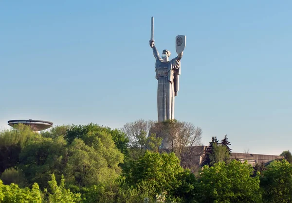 Quarantaine Kiev Oekraïne Medische Ademhalingsmasker Moeder Moederland Monument Onderdeel Van — Stockfoto