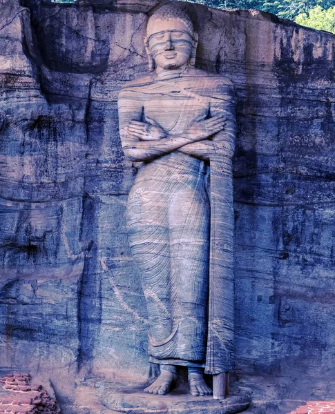 Standbild Mudra Buddha Felsen Gal Vihara Polonnaruwa Sri Lanka — Stockfoto