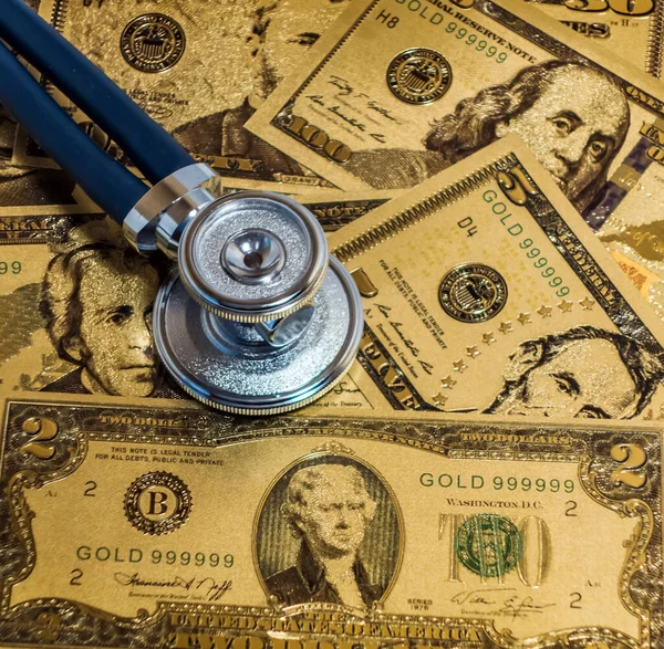 Stethoscopes Сша Грошові Купюри Проектування Американської Доларової Банкноти Грошові Фальшиві — стокове фото