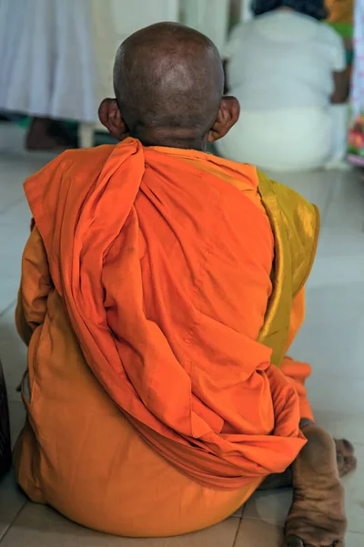 Buddhist monk prayer meditation in Wat temple